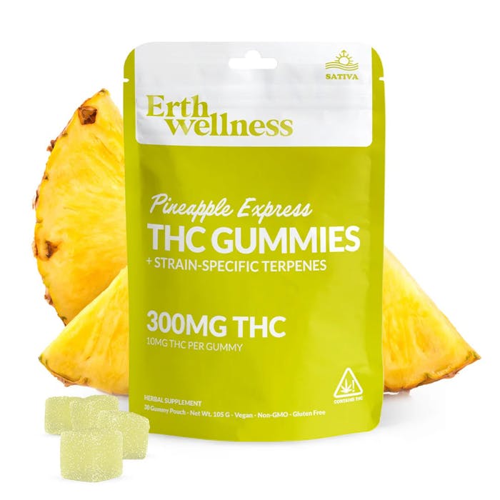 Erth Wellness - Pineapple Express 300mg Delta-9 THC Gummies (Sativa, Tropical Pineapple)
