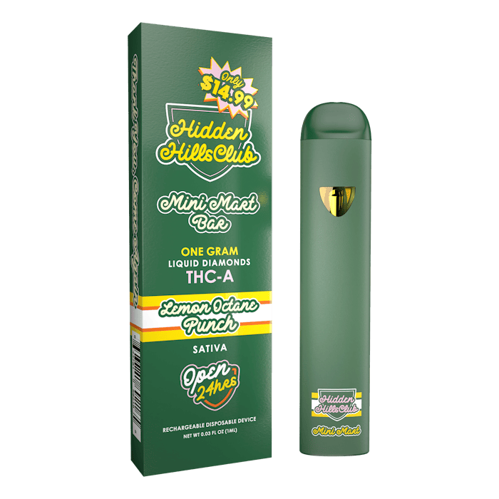 Hidden Hills Club Mini Mart Bar Lemon Octane Punch 1g THCA Liquid Diamonds Disposable Vape