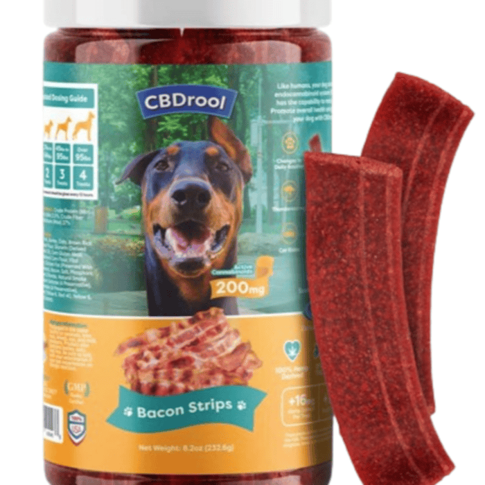 CBDrool Bacon Strips Dog Treats with 200mg CBD
