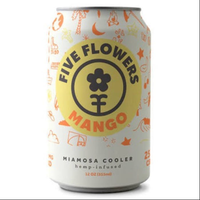 Five Flowers Mango Mimosa Cooler with 5mg Delta-9 THC + 25mg CBD