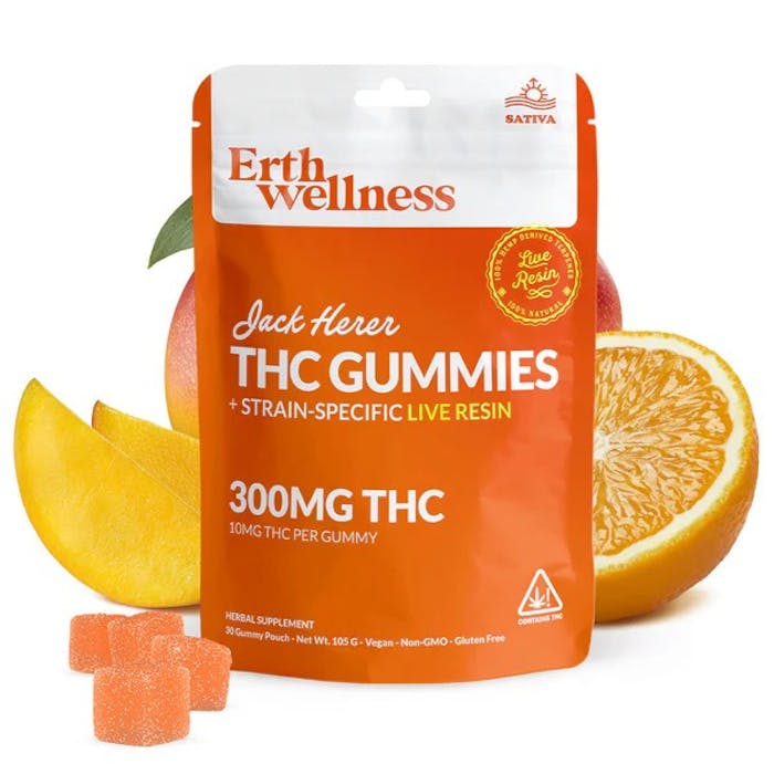 Erth Wellness - Jack Herer 300mg Delta-9 THC Gummies (Sativa, Citrus Mango)