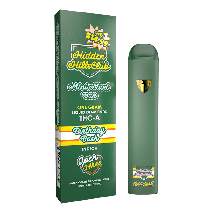 Hidden Hills Club Mini Mart Bar Birthday Bash 1g THCA Liquid Diamonds Disposable Vape